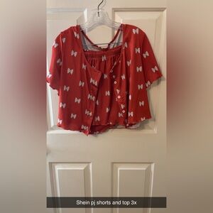 Shein 3x button down orange pj set